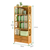 NNEDSZ Bamboo Bookshelf Storage Rack Shelf Stand Bookcase Holder Display Drawers