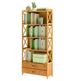 NNEDSZ Bamboo Bookshelf Storage Rack Shelf Stand Bookcase Holder Display Drawers