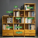 NNEDSZ Bamboo Bookshelf Storage Rack Shelf Stand Bookcase Holder Display Drawers