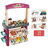 NNEDSZ Kids Supermarket Ice Cream Cart Shop Dessert Food Pretend Role Play Set Toy Gift Blue