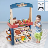 NNEDSZ Kids Supermarket Ice Cream Cart Shop Dessert Food Pretend Role Play Set Toy Gift Blue