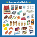 NNEDSZ Kids Supermarket Ice Cream Cart Shop Dessert Food Pretend Role Play Set Toy Gift Blue