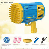NNEDSZ Electric Bubble Gun Machine Soap Bubbles Kids Adults Summer Outdoor Playtime Toy Blue