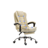 NNEDSZ 8 Point Massage Chair Executive Office Computer Seat Footrest Recliner Pu Leather Amber