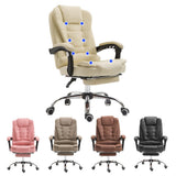NNEDSZ 8 Point Massage Chair Executive Office Computer Seat Footrest Recliner Pu Leather Black