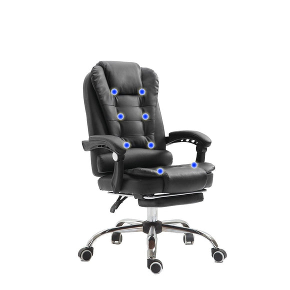 NNEDSZ 8 Point Massage Chair Executive Office Computer Seat Footrest Recliner Pu Leather Black