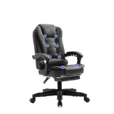 NNEDSZ 8 Point Massage Chair Executive Office Computer Seat Footrest Recliner Pu Leather Khaki