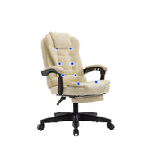 NNEDSZ 8 Point Massage Chair Executive Office Computer Seat Footrest Recliner Pu Leather Khaki
