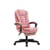 NNEDSZ 8 Point Massage Chair Executive Office Computer Seat Footrest Recliner Pu Leather Khaki