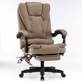 NNEDSZ 8 Point Massage Chair Executive Office Computer Seat Footrest Recliner Pu Leather Khaki