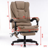 NNEDSZ 8 Point Massage Chair Executive Office Computer Seat Footrest Recliner Pu Leather Khaki