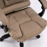 NNEDSZ 8 Point Massage Chair Executive Office Computer Seat Footrest Recliner Pu Leather Khaki