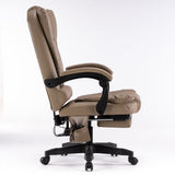 NNEDSZ 8 Point Massage Chair Executive Office Computer Seat Footrest Recliner Pu Leather Khaki