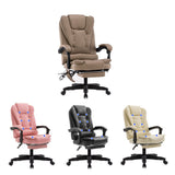 NNEDSZ 8 Point Massage Chair Executive Office Computer Seat Footrest Recliner Pu Leather Khaki