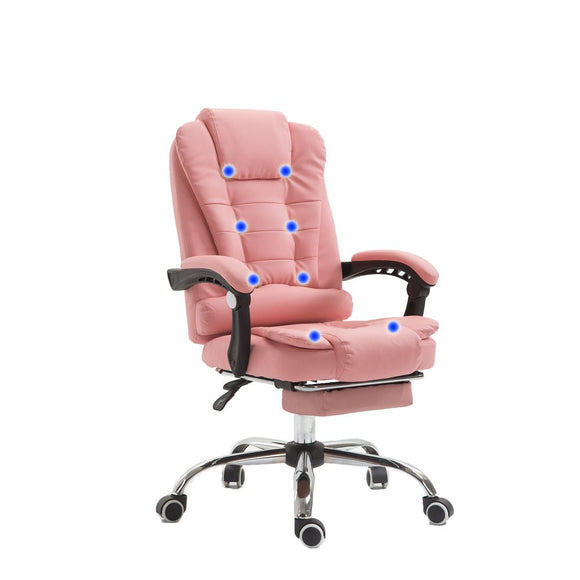 NNEDSZ 8 Point Massage Chair Executive Office Computer Seat Footrest Recliner Pu Leather Pink