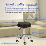 NNEDSZ Salon Chair Bar Swivel Stool Office Roller Wheels Portable Height Adjust Leather BS8401
