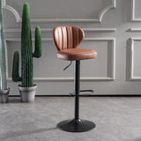 NNEDSZ Bar Stools Kitchen Bar Stool Leather Barstools Swivel Gas Lift Counter Chairs x2 BS8405 Black