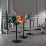 NNEDSZ Bar Stools Kitchen Bar Stool Leather Barstools Swivel Gas Lift Counter Chairs x2 BS8405 Green