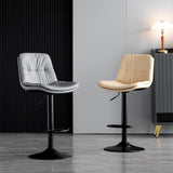 NNEDSZ Bar Stools Kitchen Bar Stool Leather Barstools Swivel Gas Lift Counter Chairs x2 BS8406 Brown