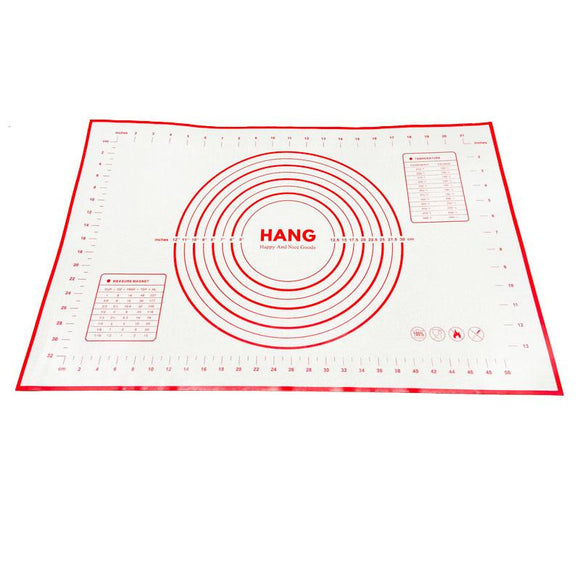 NNEDSZ X Large Silicone Pastry Mat Thick Non Stick Baking Mat with Measurement 40*60 cm Fondant Mat Counter Mat Dough Rolling Mat Oven Liner Pie Crust Mat Red