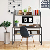 NNEDSZ Computer Table Desk Book Storage Student Study Home Office Workstation with Bookshelf (Rustic Brown)