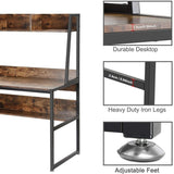 NNEDSZ Computer Table Desk Book Storage Student Study Home Office Workstation with Bookshelf (Rustic Brown)
