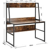 NNEDSZ Computer Table Desk Book Storage Student Study Home Office Workstation with Bookshelf (Rustic Brown)