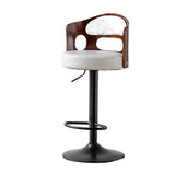NNEDSZ BS5105-BLACKBar Stools Kitchen Bar Stool Leather Barstools Swivel Gas Lift Counter Chairs- White