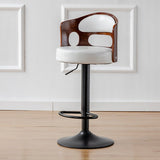 NNEDSZ BS5105-BLACKBar Stools Kitchen Bar Stool Leather Barstools Swivel Gas Lift Counter Chairs- White