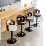 NNEDSZ BS5105-BLACKBar Stools Kitchen Bar Stool Leather Barstools Swivel Gas Lift Counter Chairs- White