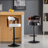 NNEDSZ BS5105-BLACKBar Stools Kitchen Bar Stool Leather Barstools Swivel Gas Lift Counter Chairs- White
