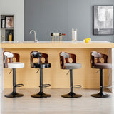 NNEDSZ BS5105-BLACKBar Stools Kitchen Bar Stool Leather Barstools Swivel Gas Lift Counter Chairs- White