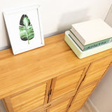 NNEDSZ 10 Tier Bamboo Large Capacity Storage Shelf Shoe Rack Cabinet 6 Doors 1 Drawer