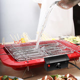 NNEDSZ Portable Electric BBQ Grill Teppanyaki Smokeless Barbeque Pan Hot Plate Table Red