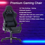 NNEDSZ 7 RGB Lights Bluetooth Speaker Gaming Chair Ergonomic Racing chair 165° Reclining Gaming Seat 4D Armrest Footrest Black
