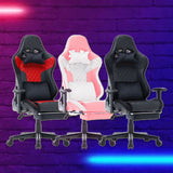 NNEDSZ 7 RGB Lights Bluetooth Speaker Gaming Chair Ergonomic Racing chair 165° Reclining Gaming Seat 4D Armrest Footrest Black Red