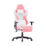 NNEDSZ 7 RGB Lights Bluetooth Speaker Gaming Chair Ergonomic Racing chair 165° Reclining Gaming Seat 4D Armrest Footrest Pink White