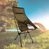 NNEDSZ Camping Chair Folding High Back Backpacking Chair with Headrest Brown