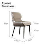 NNEDSZ Dark Grey Italian Minimal List Dining Chairs PU Retro Chair Cafe Kitchen Modern Metal Legs x2