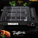 NNEDSZ Portable Gas Stove Burner Butane BBQ Camping Gas Cooker With Non Stick Plate Black with Fish Pan and Lid