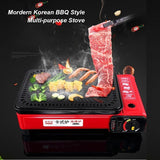 NNEDSZ Portable Gas Stove Burner Butane BBQ Camping Gas Cooker With Non Stick Plate Orange without Fish Pan and Lid