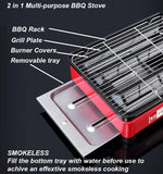 NNEDSZ Portable Gas Stove Burner Butane BBQ Camping Gas Cooker With Non Stick Plate Orange without Fish Pan and Lid