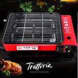 NNEDSZ Portable Gas Stove Burner Butane BBQ Camping Gas Cooker With Non Stick Plate Orange without Fish Pan and Lid