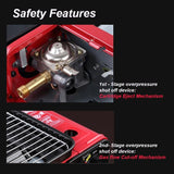 NNEDSZ Portable Gas Stove Burner Butane BBQ Camping Gas Cooker With Non Stick Plate Red without Fish Pan and Lid