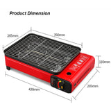 NNEDSZ Portable Gas Stove Burner Butane BBQ Camping Gas Cooker With Non Stick Plate Red without Fish Pan and Lid