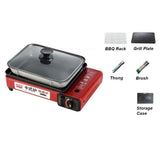 NNEDSZ Portable Gas Stove Burner Butane BBQ Camping Gas Cooker With Non Stick Plate Orange