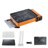 NNEDSZ Portable Gas Stove Burner Butane BBQ Camping Gas Cooker With Non Stick Plate Orange