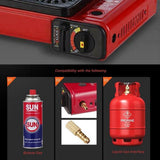 NNEDSZ Portable Gas Stove Burner Butane BBQ Camping Gas Cooker With Non Stick Plate Orange
