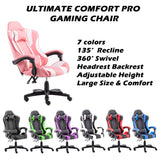 NNEDSZ Gaming Chair Office Computer Seating Racing PU Executive Racer Recliner Large Black Red