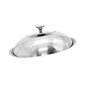 NNEDSZ 32cm Stainless steel Lid with Glass Window Frypan Casserole Pot Wok Replacement